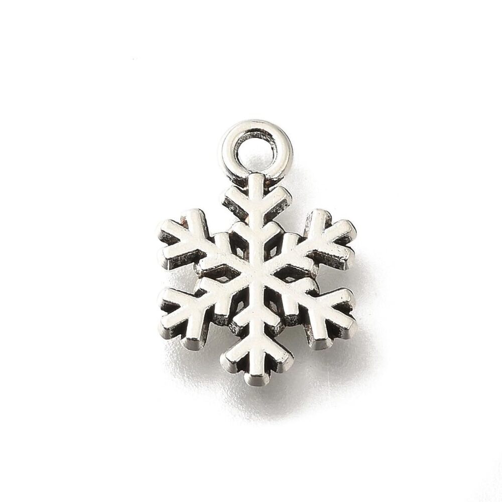 2565 730 pcs Antique Silver Christmas Snowflake Alloy Charms Vintage Winter